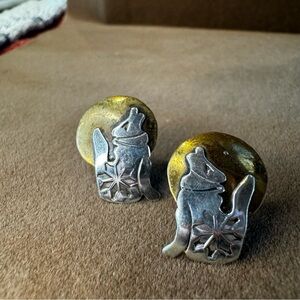 Sterling Silver Coyote or Wolf Post Back Earrings Native American